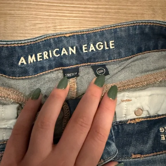 American Eagle Outfitters Super High-Rise Baggy Wide Leg Ripped Blue Jeans - Picture 5 of 7